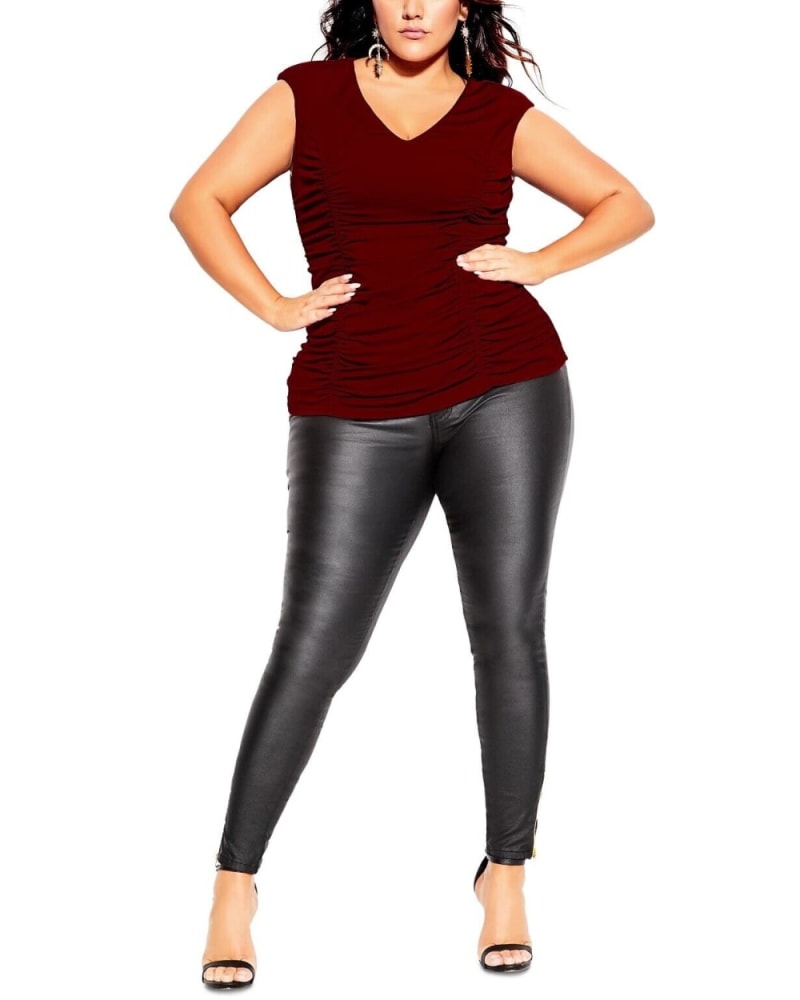 City Chic Women s Trendy Plus Size Ruched Top Red Size Small Petite
